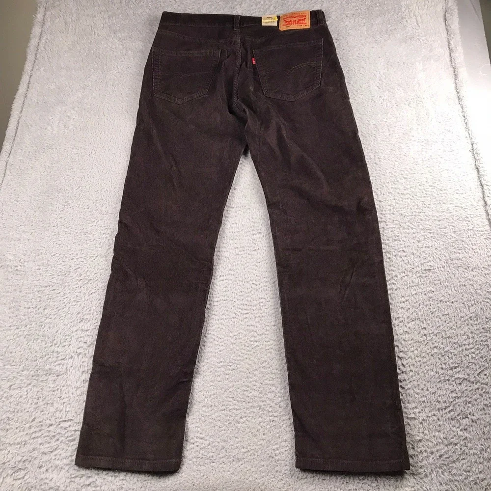 Levis 505 Regular Pants Mens 34x34 Brown Corduroy Stretch Straight Leg Cords NEW